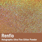 Renfio Holographic Ultra Fine Glitter Powder Metallic Resin Glitter 2.11 Oz (60g) PET Flakes Crafts Sequins 1/128" 0.008" 0.2mm Epoxy Chips Flakes for Tumblers Slime - Diamond Laser Gold