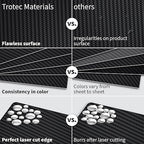 Trotec TroLase | 12"x12"x1/16", 8 Pcs | Carbon/White | 2 Ply | Modified Acrylic | Laser Engraving Double Color Plastic Sheet | Engraving Blanks for Laser, Saw, Guillotine | Made in USA