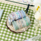 YUBX Spring Washi Tape Set 16 Rolls Flowers Printed Embellishment Green Decorative Masking Tapes for Arts, DIY Crafts, Journals, Planners, Scrapbook, Wrapping