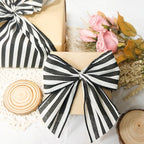 CT CRAFT LLC Striped Canvas Cotton Ribbon 2.5" x 10 Yards Ivory/Black Stripes for Thanksgiving Christmas Home Décor Gift Wrapping Outdoor Tree Topper Bow Wreath