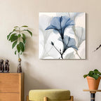 Empire Art Direct Frameless Free Floating Tempered Glass Panel Graphic Wall Art Ready to Hang, 24" x 24", Blue X-ray Floral, Flower wall art