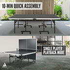 JOOLA Inside Professional MDF Indoor Ping Pong Table with Quick Clamp Table Tennis Net and Post Set - 10 Minute Easy Assembly - Tournament Quality - Foldable with Single Player Playback Mode