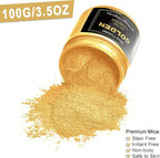 Golden Mica Powder Pigment (100g) -Cosmetic Grade Metallic Mica Powder for Epoxy Resin, Lip Gloss, Soap,Candle Making, Bath Bombs,Tumblers, Jewelry, Dyes, and DIY Crafting Projects(Golden, 3.5oz)