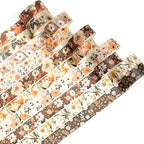 10 Rolls Blooming Flowers Washi Tape Set Floral Arts Adhesive Tapes Colorful Garden Decorative Masking Tape Sets for Craft, Kids, Scrapbook, DIY, Gift Wrapping (5-Browns)