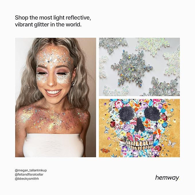 Hemway Polyurethane & Epoxy Resin Glitter Metallic Crystal Flake Additive for Flooring, Jewellery, Tumblers & Resin Moulds 100g / 3.5oz - Shaped (0.3mm x 1.5mm) - Silver Holographic Stars & Moons