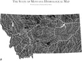 Muir Way Hydrological River Map of Montana - Watershed Topographic Wall Art for Home, Office, or Travel Decor - Unframed Flat Paper Print, 18x24
