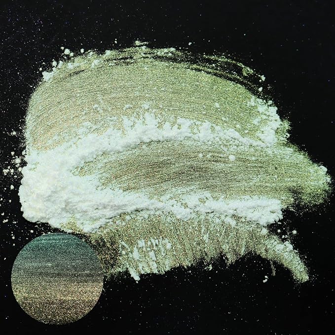 Matio Chameleon Mica Powder, 1.06oz/ 30g Silence Forest White Chrome Powder, Pearlescent Effect Color Shift Pigment for Resin Craft, Soap Candle Dye, Nail Art, Makeup, Bath Bomb,Paint,Slime Pigment