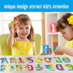 26 Magnetic Alphabet, Uppercase Letters with Adorable Zoo Animal Alphabet ABC Fridge Magnets Educational Spelling Learning Games Toys Set for Kids, Toddlers 3 4 5 Years Old