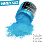 Blue Mica Powder(100g) Big Bottle Pigment Powder Multipurpose DIY Arts and Crafts Additive, Woodworking, Epoxy, Resin, Natural Bath Bombs, Paint, Soap,Nail Polish, Lip Gloss(Luster Blue, 3.5oz)