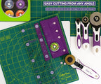 The Quilted Bear Rotating Cutting Mat 12" x 12" - Locking & Rotating Self Healing Cutting Board for Sewing, Fabric & Effortless Quilting - 360 Degree Sewing Supplies Mat for Craft Table (Green)