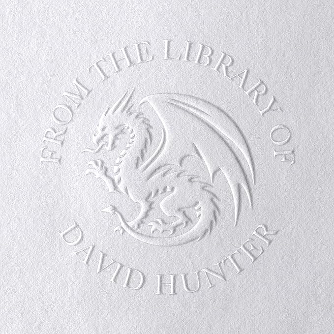 Dragon Book Embosser, Custom Round Library Book Embosser, Fantasty Fiction Dragon Ex Libris Embosser, Gift for Book Lover | Black or Pink Embosser (Dragon #3)