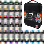 TBC The Best Crafts 108 Colors Dual Tip Acrylic Paint Markers, Double zipper design Topgrade Canvas bag,Waterproof, Non-Toxic, odorless, Suitable for Paper,Pottery, Stones, Glass,outdoor painting