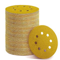 150PCS 40 Grit Gold Sanding Discs, 5-Inch 8-Hole Sandpaper for Random Orbital Sander, for Automotive or Woodworking