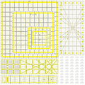 Quilting Rulers, 7 Piece Acrylic Ruler (12.5"X12.5", 9.5"X9.5", 6"X6", 4.5"X4.5",12"x6.5",9"x3",12"x2"), Sewing & Quilting Templates