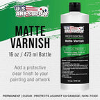 U.S. Art Supply 16 oz Matte Acrylic Varnish for Acrylic Painting, Permanent Clear Protection, Reduces UV & Photography Glare