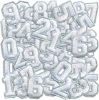Number Iron On Patches, Numbers 0-9 Embroidery Applique Patch, DIY Decorative Heat Press Patches for Clothing Jeans Jackets Backpacks Hats (White 50 Pcs)