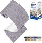 KING MOUNTAIN Linen Repair Patches, Self-Adhesive Linen Fabric Patches, 4 X 63 inch Extra Size, Multi Color, Can be Used for Linen Sofa Repair and Linen Clothes Repair (Light Grey)