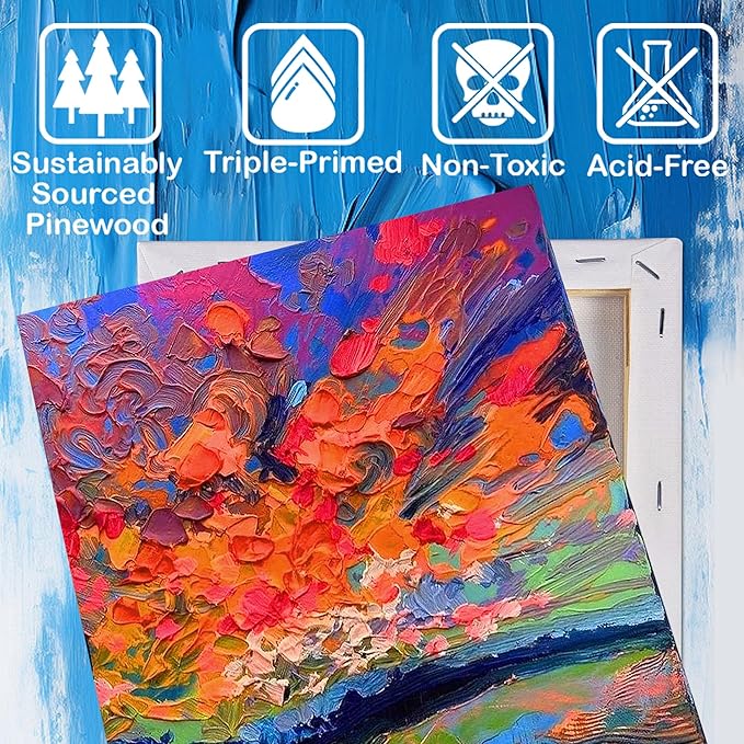 Blank Canvases for Painting with 11x14 inch, 8 Packs Stretched Canvases for Acrylics, Oils, Watercolors & Other Painting Media, 5/8 Inch Profile 100% Cotton Primed Artist Framed Canvas