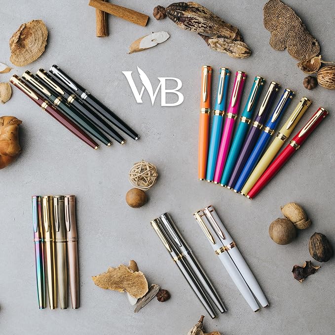 Wordsworth & Black Fountain Pen Set, 18K Gilded Broad Nib, Includes 24 Pack Ink Cartridges, Ink Refill Converter & Gift Box, Gold Finish, Calligraphy, [Black Gold], Perfect for Men & Women