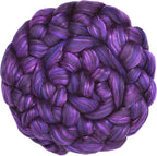 Merino Silk Luxe Tonal Designer Blend. Superfine Merino, Mulberry Silk, Tussah Silk. Top Roving for Spinning or Felting. Regal Amethyst 1oz