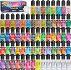 FansArriche Alcohol Inks for Resin, 64 Colors High Concentrated Alcohol Ink Set for Epoxy Resin, Alcohol-Based Resin Ink for Coasters, Fluid Painting Crafts, Tumbler Making, 10 ml Each
