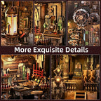 Book Nook Kit, Steampunk DIY Booknook Kits for Adults and Teens, 3D Wooden Puzzle Bookend Miniature Dollhouse Kit Creative Bookshelf Insert Decor with LED Light (Mad Scientist's Lab)