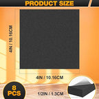 MYFAMIREA 8 PCS Adhesive Foam Padding Sheets Closed Cell Self Adhesive Sticky Foam Pads, 1/2" Thick 4'' x 4'' Neoprene Rubber Sheets Non-Slip Insulation Pads Vibration for Furniture Crafts Cars, Black
