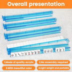 Mahjong Racks with Pushers,Blue Acrylic American Majiang Tile Racks,Imports Modern Mahjong Racks with Built-in Pushers- Set of 4