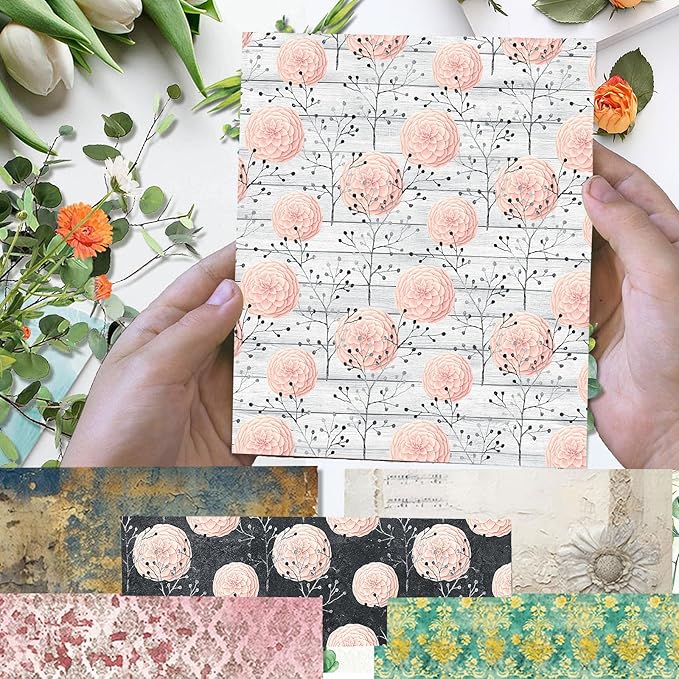 Scrapbook Paper 12x12 inch, 24 Sheets DIY Origami Decorative Craft, Double sided printing, Photo Album Decor Wooden-free Paper for Gift Wrapping Card Making Collage Album Decorative (Brown)