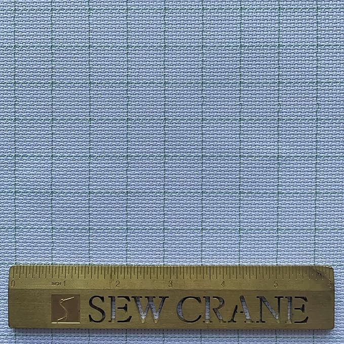 14CT Easy Count Thread Grid Aida Cloth Embroidery Cross Stitch Fabric, Green Grid, W59 x L39