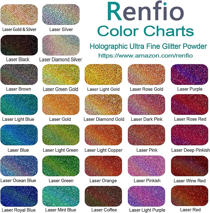 Renfio Holographic Ultra Fine Glitter Powder Metallic Resin Glitter 2.11 Oz (60g) PET Flakes Crafts Sequins 1/128" 0.008" 0.2mm Epoxy Chips Flakes for Tumblers Slime - Laser Pink