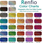 Renfio Holographic Ultra Fine Glitter Powder Metallic Resin Glitter 2.11 Oz (60g) PET Flakes Crafts Sequins 1/128" 0.008" 0.2mm Epoxy Chips Flakes for Tumblers Slime - Laser Rose Red