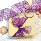 CT CRAFT LLC Sparkling Glitter Mesh Wired Ribbon 4" x 10 Yards Purple for Christmas Home Decor Bow Gift Wrapping DIY Crafts Wreath