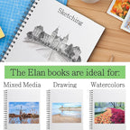 Elan A5 Mixed Media Journal, 30 Sheets Italian Paper 110 lb/250 GSM, Acid-Free Mixed Media Sketchbook 8.3x5.8 Inch, A5 Sketchbook Spiral Bound