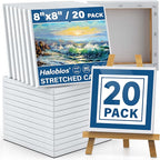 Professional Stretched Canvas Art Supplies, Acrylic, Oil, Watercolor, 20-Pack, 8x8 Inch, 5/8 Inch Profile, Cotton Canvas
