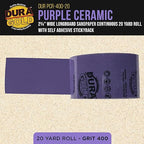 Dura-Gold Premium 400 Grit PSA Purple Film Ceramic Longboard Sandpaper, 2-3/4" Wide Continuous 20 Yard Roll - Self Adhesive Stickyback for Auto & Wood Air File Long Board Sanders, Hand Sanding Blocks