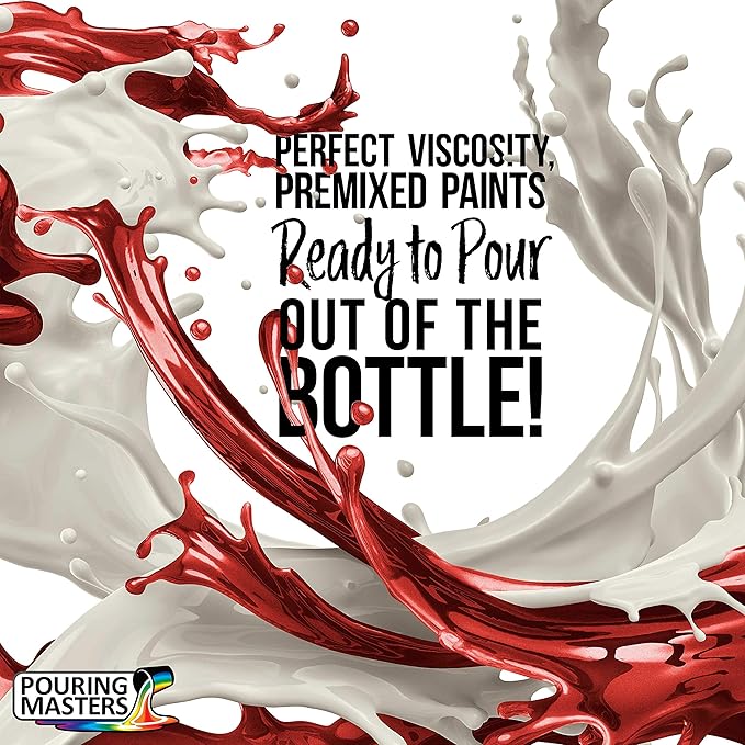 Pouring Masters True Red Metallic Pearl Ready to Pour Acrylic Pouring Paint - Premium 32-Ounce Pre-Mixed Fluid Acrylic Paint - Fluid Art Supplies for Canvas, Wood, Paper, Tile & Rocks