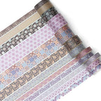 12 Rolls Exotic Charm Washi Tape Set Floral Arts Adhesive Tapes Geometric Garden Decorative Masking Tape Sets for Craft, Kids, Scrapbook, DIY, Gift Wrapping (Amethyst Elegance)