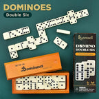 Queensell Jumbo Dominoes Set for Adults and Kids – Domino Set for Classic Board Games – Jumbo Dominoes Double 6 for Travel Games – Dominos Set for Adults 28 Tiles