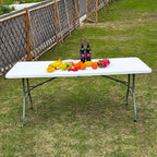 2 PCS 70.8" W X 29" D X 29" H - 6 ft White Folding Table White Portable Heavy Duty Plastic Fold-in-Half Utility Foldable Table for Camp，Picnic & Party