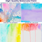 Watercolor Paint Set, 50 Colors, 4 Brushes, 3 Swatch Cards, Palette, Acrylic Marker Pen, and Accessories Included, All in One Portable Travel Watercolor Kit, Art Supplies Gift for Kids, Adults, Artists, and Hobbyists