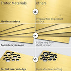Trotec | Metallic Looking Acrylic Sheet | 12"x12"x1/16, 8 Pcs | Brushed Gold/Black | Metallic Finish - Scratch Resistant for Laser Engraving & Cutting,Printing,Glowforge,Name Plate | USA Made