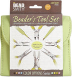 The Beadsmith Fashion Color Pliers – Set of 8 Slimline Color-Coordinated Tools – Matching Clutch in Light Olive – Jewelry Making Supply Kit to Create Necklaces, Bracelets, Earrings & More
