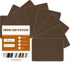 Iron on Patches, 8 Pieces Iron on Canvas Patches, Fabric Patches for Couch, Tent, Clothing, Seat, Canvas Repair Decorating Kit 3.7" by 4.9" (9.5 cm x 12.5 cm, Brown)
