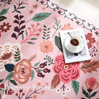 Rugcomf Area Rug 4x6 Rug Washable Boho Rugs Non Slip Low Pile Floral Small Carpet for Bedroom, Bedside, Kids Room, Office, Dining Room(Pink)