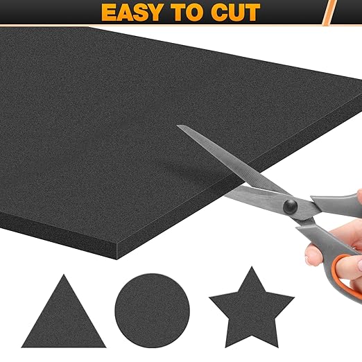 MYFAMIREA 4 PCS Adhesive Foam Padding Sheets Closed Cell Self Adhesive Sticky Foam Pads, 3/4" Thick 4'' x 4'' Neoprene Rubber Sheets Non-Slip Insulation Pads Vibration for Furniture Crafts Cars, Black