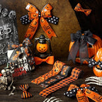 12 Rolls Halloween Wired Edge Ribbon for Wreaths 2 Inch x 60 Yards Bat Spider Web Pumpkin Print Ribbon Ghost Witch Hat Crafts for Halloween Party Decorative Supplies, 12 Styles