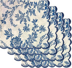 Ridhi Incremental Blue Hand Block Print Napkins 18" x 18" Set of 4 Reusable Cotton Dinner Napkins for Weddings, Parties & Everyday Dining, Thanksgiving, Christmas, Fall