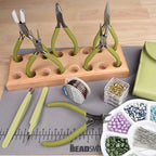 The Beadsmith Fashion Color Pliers – Set of 8 Slimline Color-Coordinated Tools – Matching Clutch in Light Olive – Jewelry Making Supply Kit to Create Necklaces, Bracelets, Earrings & More