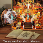 Book Nook Kits for Adults – The World Library Booknook – 3D Wooden Puzzle with LED Lights – Creative Bookshelf Insert & Educational Gift for Book Lovers & DIY Enthusiasts